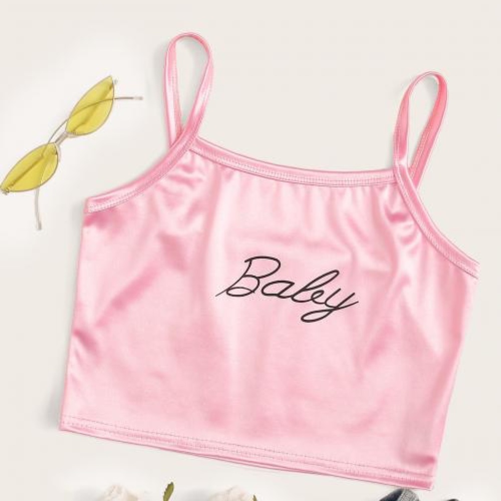Pink satin tank top